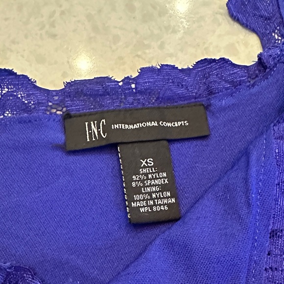 Elegant Royal Blue Lace Sleeveless Top by INC in Size XS - Picture 5 of 5